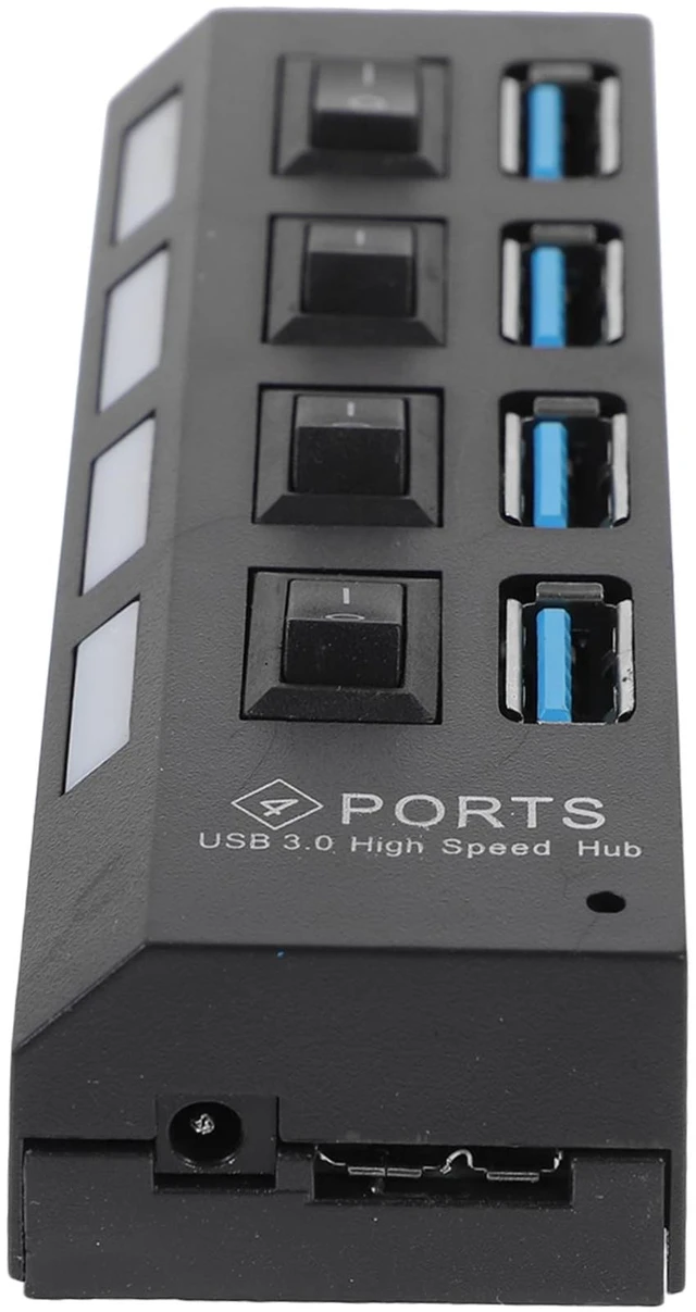Main image of USB 3.0 Hub 4 Ports Control Fast USB Concentrator for Laptop and PC Black Style for Personal and Office Applications