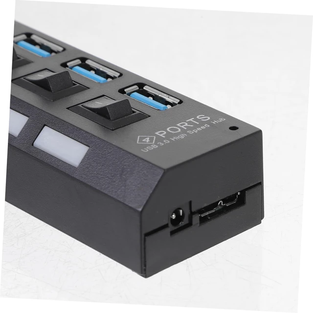 Alt view image 4 of 7 - USB 3.0 Hub 4 Ports Control Fast USB Concentrator for Laptop and PC Black Style for Personal and Office Applications