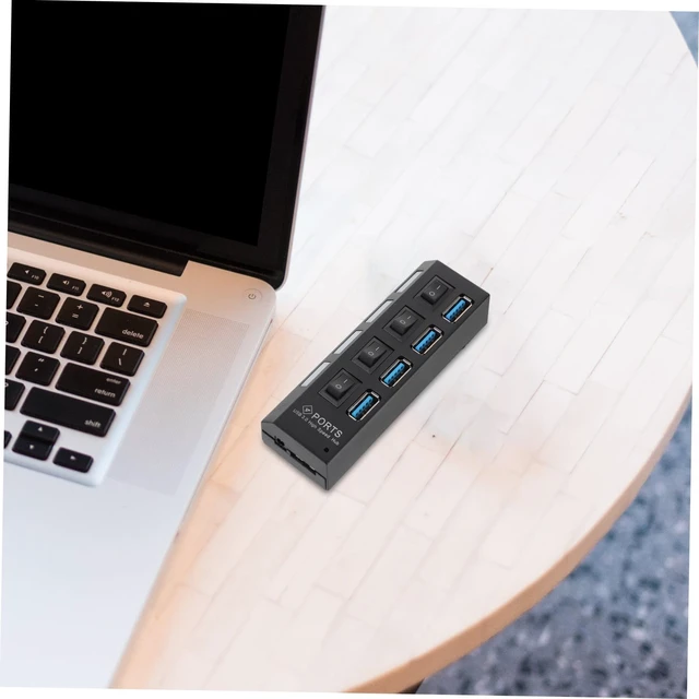 Alt view image 7 of 7 - USB 3.0 Hub 4 Ports Control Fast USB Concentrator for Laptop and PC Black Style for Personal and Office Applications