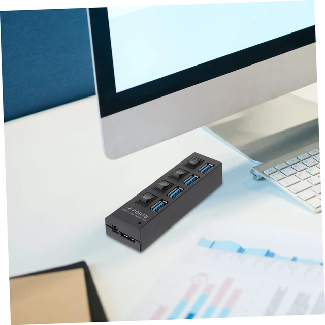 Alt view image 6 of 7 - USB 3.0 Hub 4 Ports Control Fast USB Concentrator for Laptop and PC Black Style for Personal and Office Applications