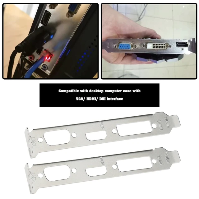 Alt view image 3 of 7 - 2 Pieces Full Height Profile Brackets for HDMI DVI VGA Video Graphics Card Computer Case Replacement Components 12x1.8cm