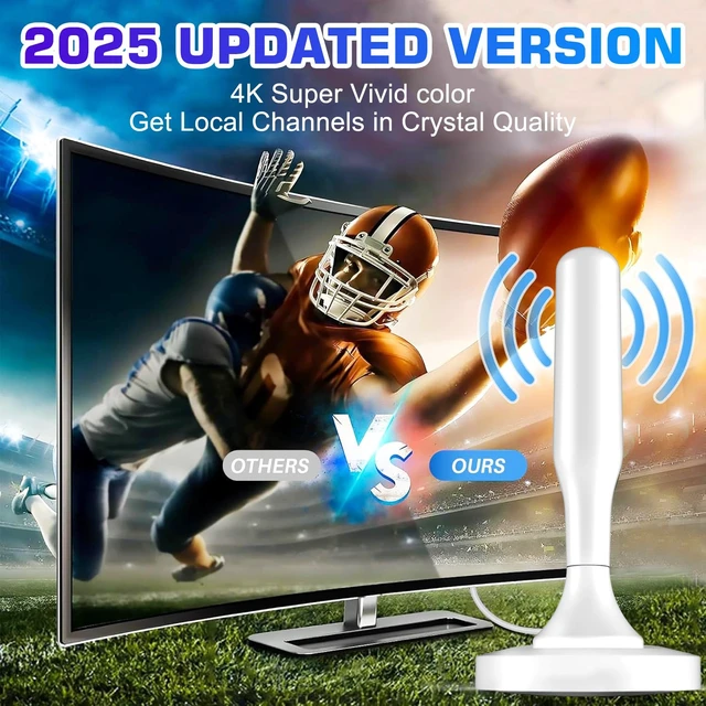 Alt view image 4 of 7 - Indoor TV Antenna for Smart TV, Digital tv Antenna for Local Channels | OTA HD TV Antenna Indoor with Long Range Reception & 10ft Cables, Strong Magnetic Base, Easy Installation, Support 4K 1080P