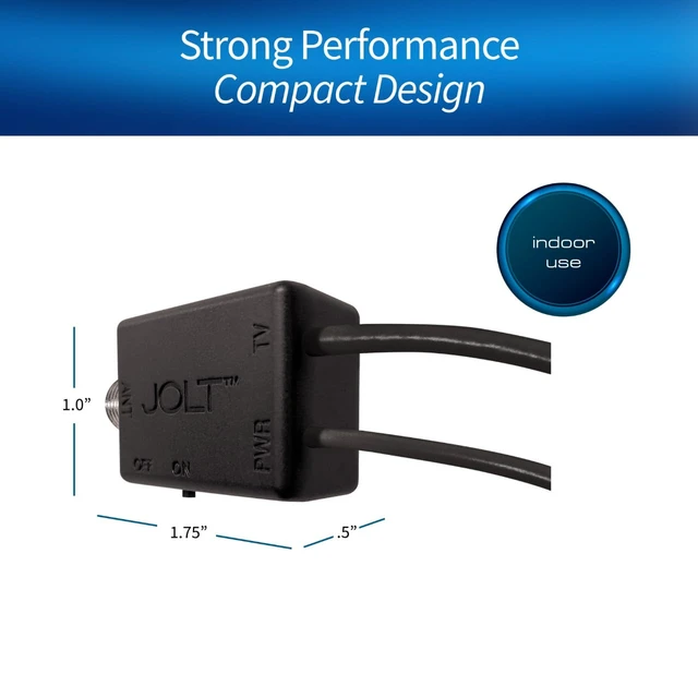 Alt view image 3 of 7 - Jolt Switch USB in-Line Amplifier for TV Antenna, Black Adjustable on and off amplification, 6 ft. USB Cable, Coaxial Cable, USB Power Adapter