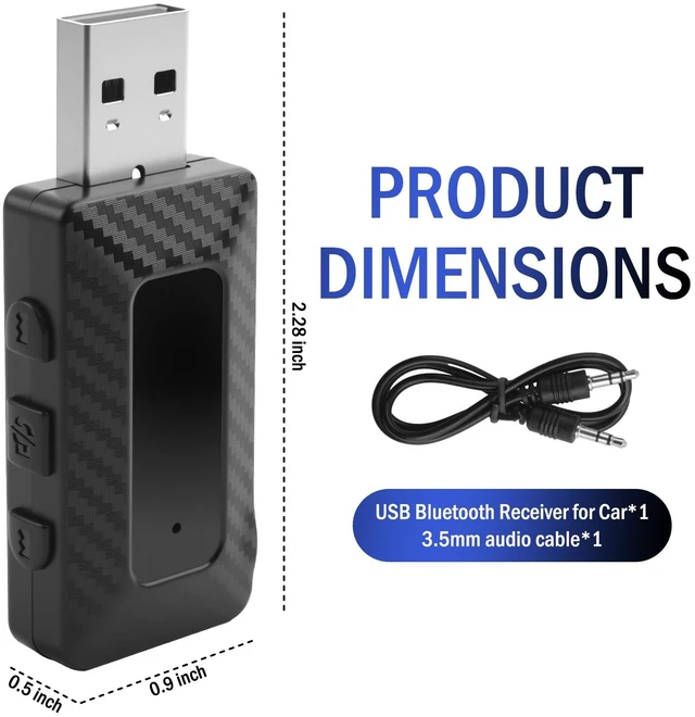 Alt view image 2 of 7 - Wireless USB Bluetooth Adapter for Car Stereo,5.3 Bluetooth FM Transmitter Receiver for Car Stereo,Home Stereoes,Computer,Universal USB to Bluetooths Adapter for FM+AUX