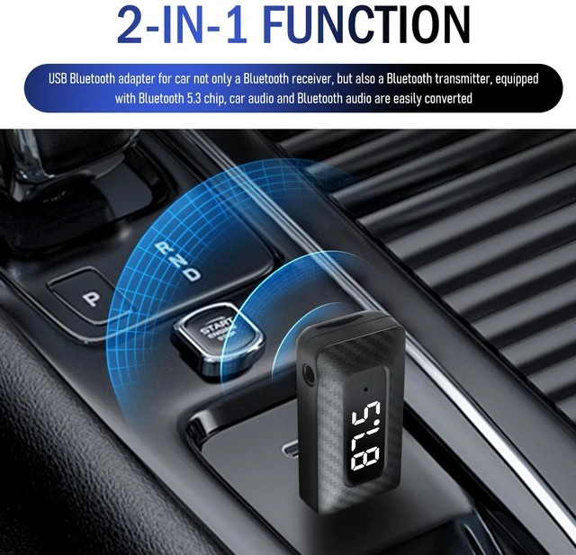 Alt view image 3 of 7 - Wireless USB Bluetooth Adapter for Car Stereo,5.3 Bluetooth FM Transmitter Receiver for Car Stereo,Home Stereoes,Computer,Universal USB to Bluetooths Adapter for FM+AUX
