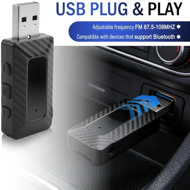 Alt view image 4 of 7 - Wireless USB Bluetooth Adapter for Car Stereo,5.3 Bluetooth FM Transmitter Receiver for Car Stereo,Home Stereoes,Computer,Universal USB to Bluetooths Adapter for FM+AUX