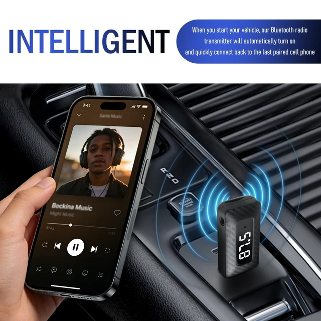 Alt view image 5 of 7 - Wireless USB Bluetooth Adapter for Car Stereo,5.3 Bluetooth FM Transmitter Receiver for Car Stereo,Home Stereoes,Computer,Universal USB to Bluetooths Adapter for FM+AUX