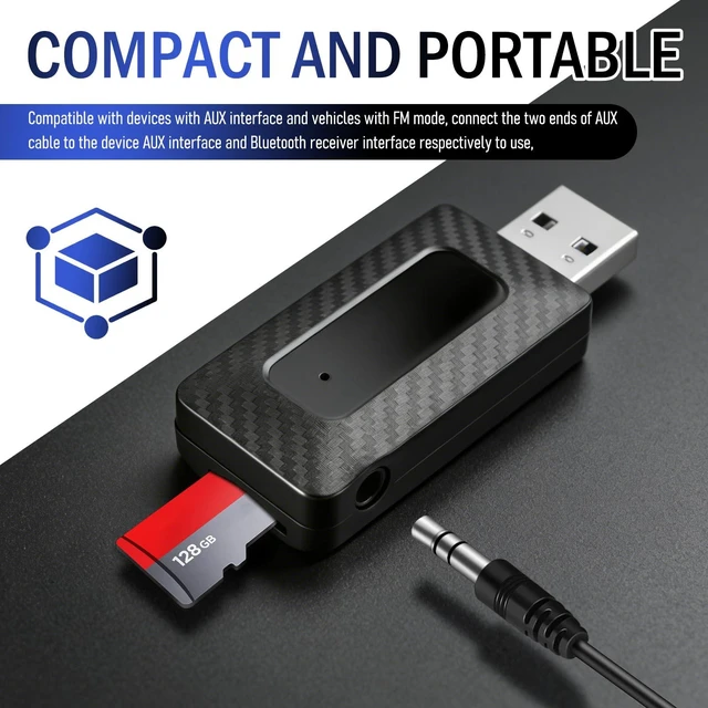 Alt view image 6 of 7 - Wireless USB Bluetooth Adapter for Car Stereo,5.3 Bluetooth FM Transmitter Receiver for Car Stereo,Home Stereoes,Computer,Universal USB to Bluetooths Adapter for FM+AUX