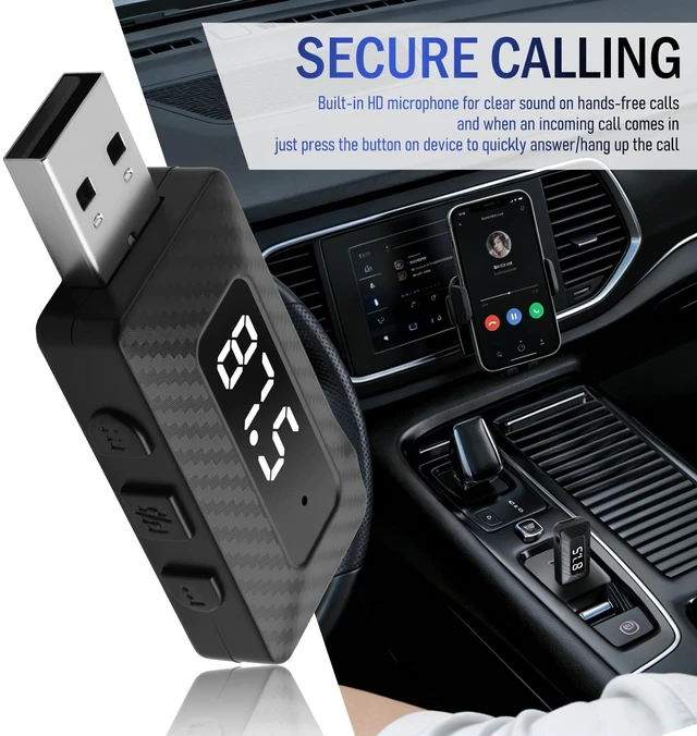 Alt view image 7 of 7 - Wireless USB Bluetooth Adapter for Car Stereo,5.3 Bluetooth FM Transmitter Receiver for Car Stereo,Home Stereoes,Computer,Universal USB to Bluetooths Adapter for FM+AUX