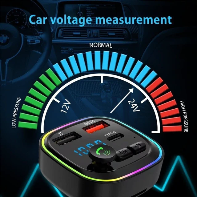 Alt view image 5 of 7 - Vehicle-Mounted Bluetooth MP3 Player P4 Car FM Radio Transmitter Support PD20W Flash Charger Hands-Free Calling with Colorful Atmosphere Light (P4-QC3.0 (no Color Box))