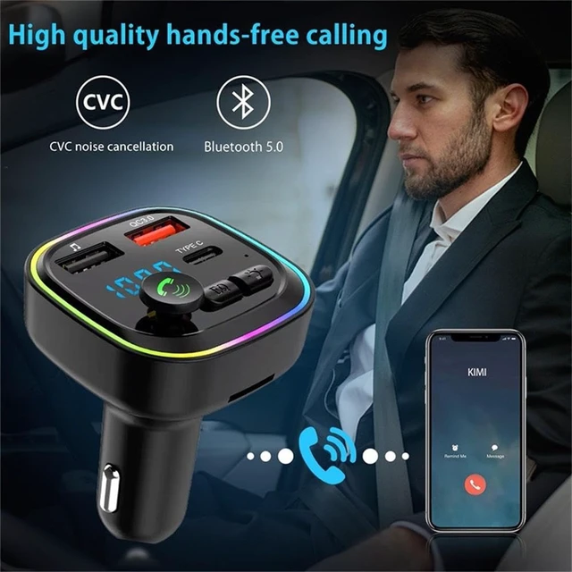 Alt view image 6 of 7 - Vehicle-Mounted Bluetooth MP3 Player P4 Car FM Radio Transmitter Support PD20W Flash Charger Hands-Free Calling with Colorful Atmosphere Light (P4-QC3.0 (no Color Box))