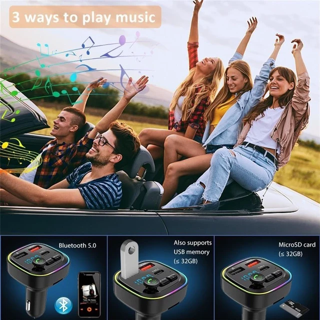Alt view image 7 of 7 - Vehicle-Mounted Bluetooth MP3 Player P4 Car FM Radio Transmitter Support PD20W Flash Charger Hands-Free Calling with Colorful Atmosphere Light (P4-QC3.0 (no Color Box))