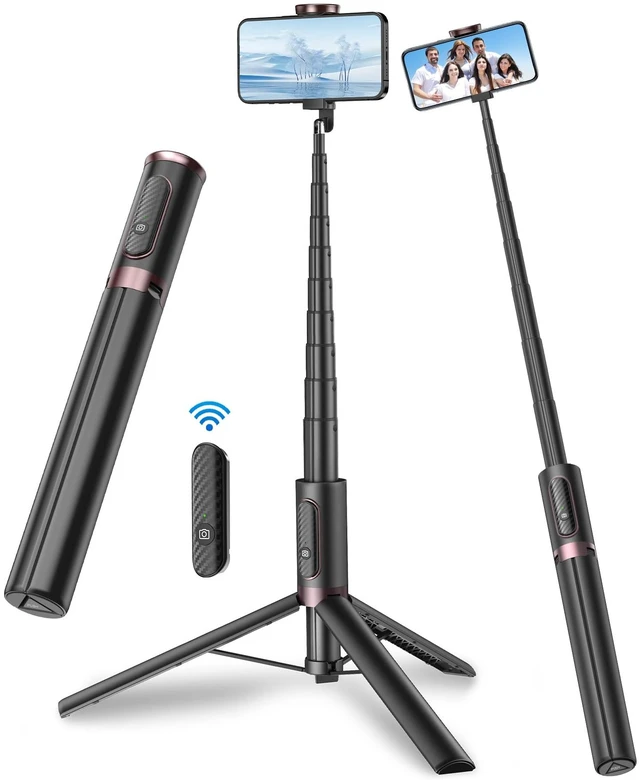 Main image of 67" Cell Phone Selfie Stick Tripod,Smartphone Stand All-in-1 with Integrated Wireless Remote,Portable,Lightweight,Extendable for iPhone/Android(Black)