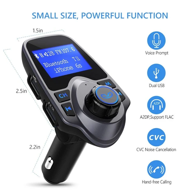 Alt view image 3 of 7 - T11 Wireless Bluetooth FM Transmitter Handsfree Car Kit MP3 Player Wireless Bluetooth Adapter with Dual USB Port Car Kit