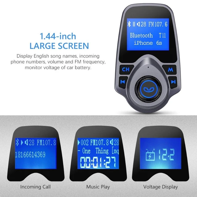Alt view image 4 of 7 - T11 Wireless Bluetooth FM Transmitter Handsfree Car Kit MP3 Player Wireless Bluetooth Adapter with Dual USB Port Car Kit
