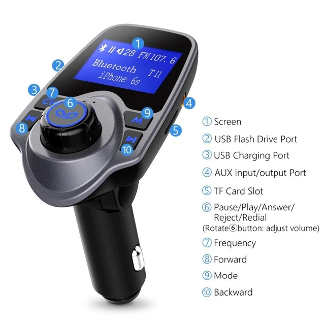 Alt view image 2 of 7 - T11 Wireless Bluetooth FM Transmitter Handsfree Car Kit MP3 Player Wireless Bluetooth Adapter with Dual USB Port Car Kit