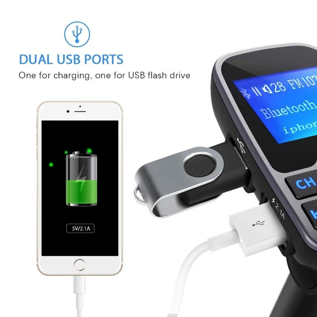 Alt view image 6 of 7 - T11 Wireless Bluetooth FM Transmitter Handsfree Car Kit MP3 Player Wireless Bluetooth Adapter with Dual USB Port Car Kit