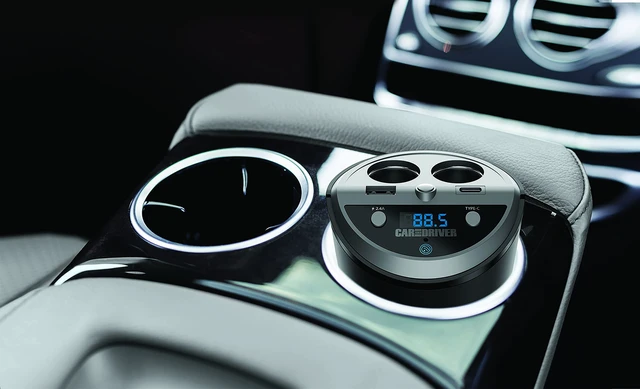Alt view image 3 of 6 - Bluetooth Car Adapter, FM Transmitter, USB-C Port, Cigarette Lighter Socket | Voice Support: Alexa, Siri & Google Assistant, Noise-Canceling Mic, Hands-Free Calls, 4 Ports Charge iPhone