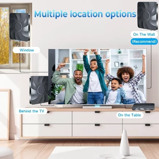 Alt view image 5 of 7 - 2026 Digital TV Antenna for Smart TV Indoor, 6000+ Miles Long Range HD Antenna for Local Channels with Signal Booster Amplifier, Support 8K 4K 1080p for All TVs - 38FT Coax Cable