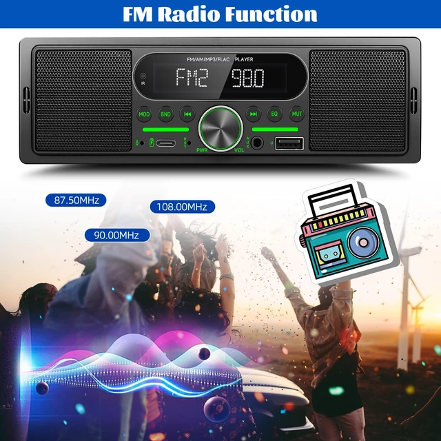 Alt view image 4 of 7 - Single Din Car Stereo Radio Bluetooth Multimedia Car Audio Receivers with Digital LCD Display AM/FM Car Radio Dual USB/Type-C/AUX-in MP3 Player Lossless Sound Quality Quick Charge+ Remote
