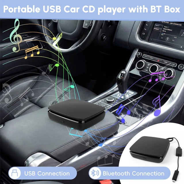 Alt view image 2 of 7 - Portable External CD Player for Car with Bluetooth and USB/Type-C Connection, CD Player for Car Audio Systems/TV/MacBook pro/Laptops Desktops/Bluetooth Speaker with Plug and Play