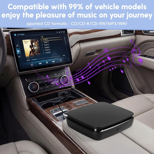 Alt view image 5 of 7 - Portable External CD Player for Car with Bluetooth and USB/Type-C Connection, CD Player for Car Audio Systems/TV/MacBook pro/Laptops Desktops/Bluetooth Speaker with Plug and Play
