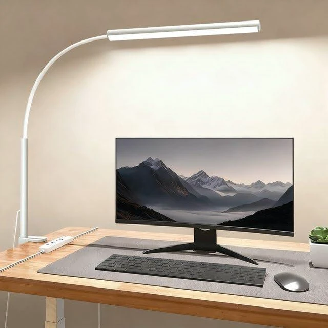 Main image of LED Desk Lamp with Clamp, 1200 Lm Eye-Caring Desk Light for Home Office,Pro | Architect desk lamp with 5 color modes, 10-level dimming, CRI 90+, 360° gooseneck & memory for reading and study,White