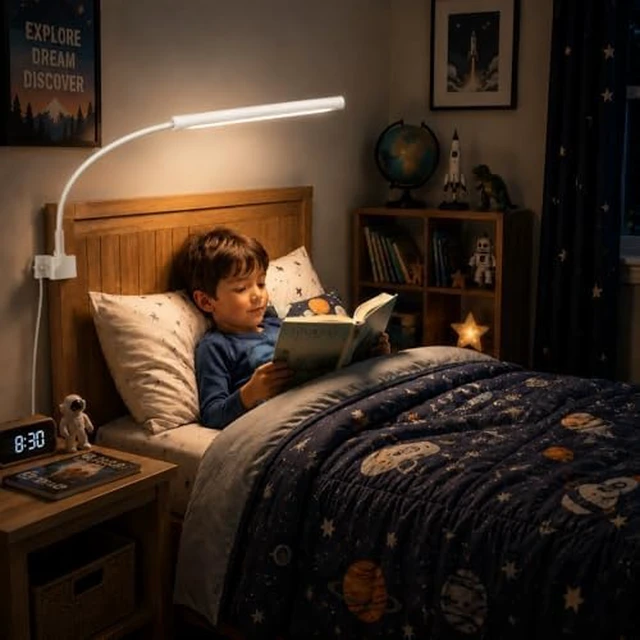 Alt view image 6 of 7 - LED Desk Lamp with Clamp, 1200 Lm Eye-Caring Desk Light for Home Office,Pro | Architect desk lamp with 5 color modes, 10-level dimming, CRI 90+, 360° gooseneck & memory for reading and study,White