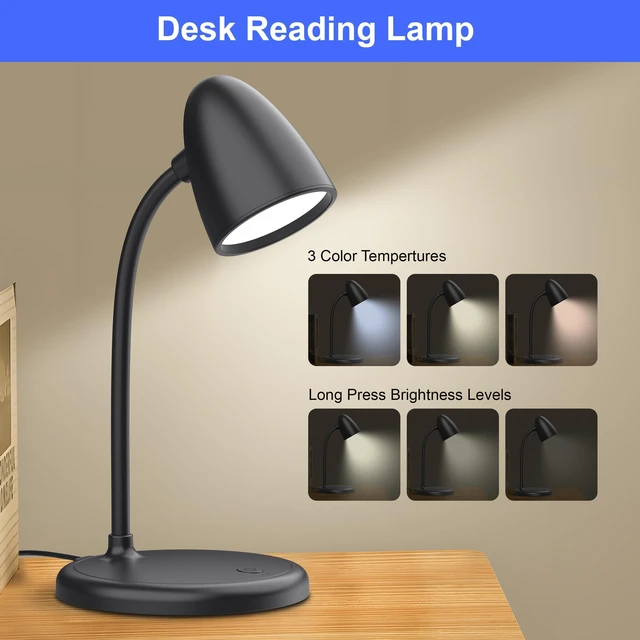 Alt view image 4 of 7 - New LED Desk Lamp for Home Office,3 Colors Dimmable Table Lamp | Dimmable Reading Light Compact design fits well on desks and bedside tables,for College Dorm Room,Bedroom Desk Light