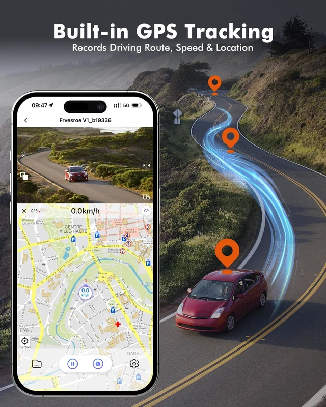 Alt view image 5 of 7 - 4K Dash Cam Front Rear Inside, 3 Channel Dashcam with WiFi 6 & GPS | 4K+1080P+1080P Dash Camera for Cars with 64GB Card, IR Night Vision, 3" IPS, 24H Parking Mode, G-Sensor, Loop Recording