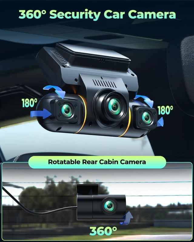 Alt view image 3 of 6 - 4 Channel Dash Cam 360 View Front and Rear Inside Left Right | 1080P Dash Camera for Cars with Hardwire Kit, 24H Parking Monitor, 8 IR Night Vision, G-Sensor, 128GB Card Included