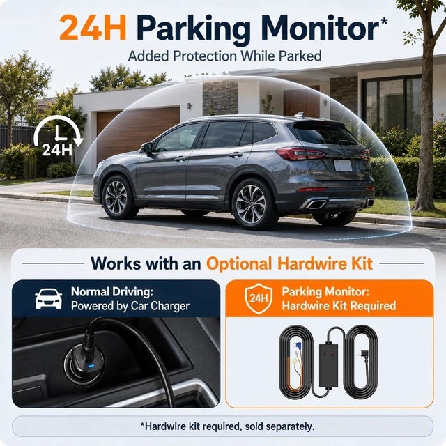 Alt view image 6 of 7 - Dash Cam Front and Rear, 2.5K+1080P Dual Camera for Cars, 2" IPS Screen | Mini Car Dash Cam, 170° Wide Angle, WDR Night Vision, G-Sensor, Loop Recording, 24H Parking, 256GB Max, SD Card Not Included
