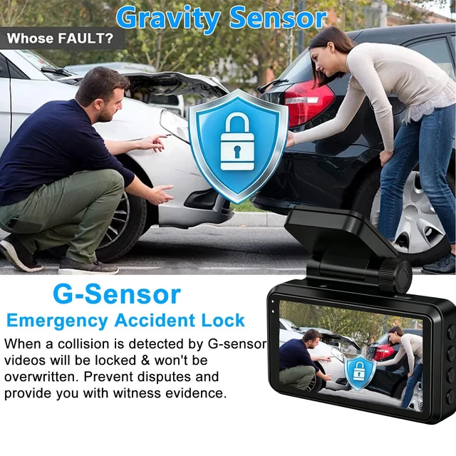 Alt view image 4 of 7 - Dual Dash Cam Front and Rear, 4K+2K Dash Camera for Cars, Front Rear Dashcam G-Sensor, 170° Wide Angle, 3" IPS Screen, 24H Parking Monitor, Loop Recording, WiFi & APP Control, with 64GB Card