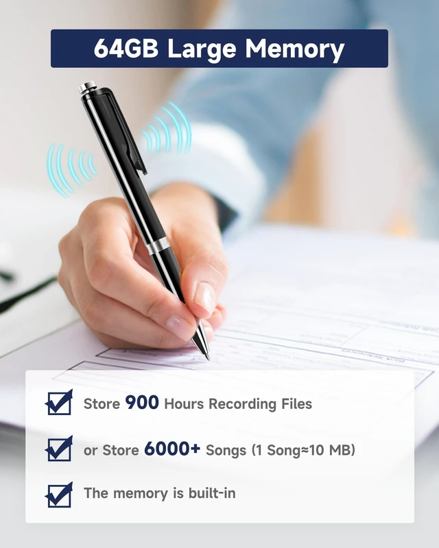 Alt view image 2 of 6 - 64GB Digital Voice Recorder - (4000 Hours) Voice Recorder with AI Noise Reduction, Voice Activated Recorder for Study Lecture Interview Course