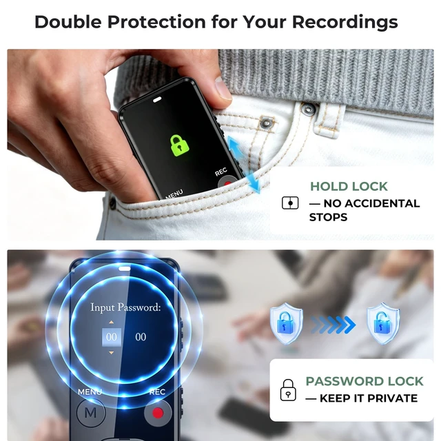 Alt view image 6 of 7 - Digital Voice Recorder 128GB AI Transcribe & Summarize Note Taker | Voice Activated Recorder with Playback, Portable Audio Recorder & Tape Recorder for Meetings Lectures, OTG Support
