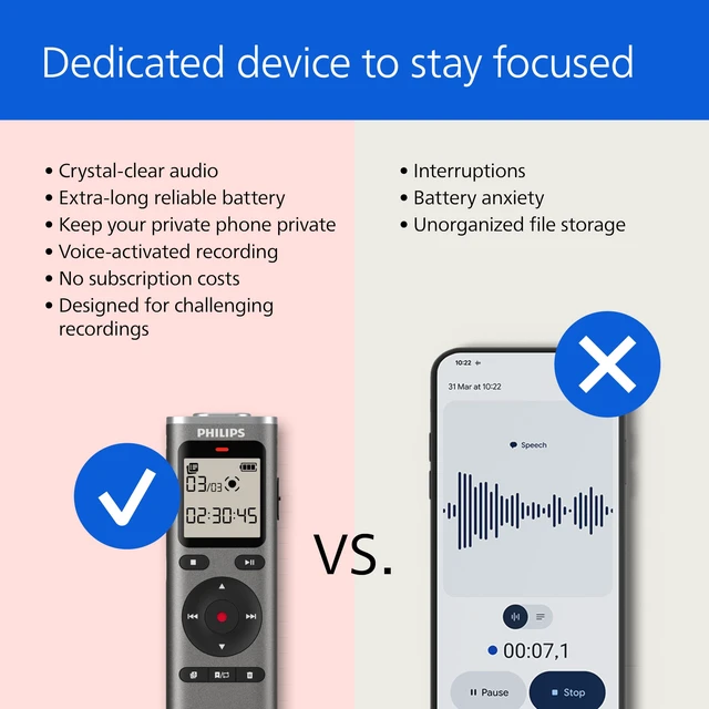 Alt view image 6 of 7 - DVT1170 VoiceTracer, Audio Recorder, 8GB, Micro SD Card Slot, 360° Microphone for Excellent Sound