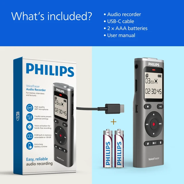 Alt view image 7 of 7 - DVT1170 VoiceTracer, Audio Recorder, 8GB, Micro SD Card Slot, 360° Microphone for Excellent Sound