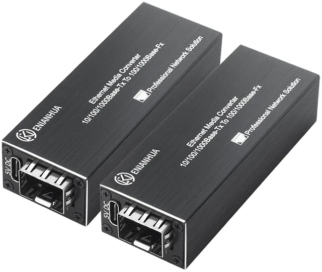 Main image of A Pair of SFP to RJ45 Fiber Media Converter, PoE/USB-C Powered | Fiber to Ethernet Converter, 10/100/1000Base-TX to 100/1000Base-FX, 155M/1.25G SFP Slot, Metal Casing, Plug and Play for CCTV