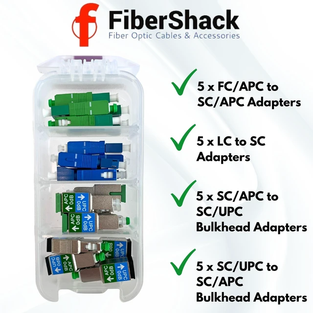 Alt view image 2 of 5 - - Bulkhead Fiber Optic Adapter Kit - 4 Piece Fiber Adapter Kit for SCUPC, SCAPC & LC to SC Cable Conversion - Fiber Optic Connector Kit for Fiber Conversion
