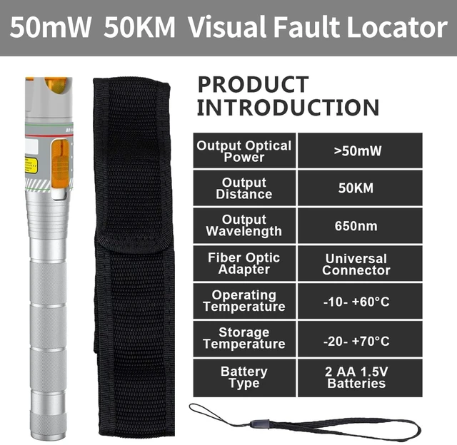 Alt view image 2 of 7 - Fiber Optic Visual Fault Locator Kit, VFL Pen for Fiber Cable Test, Red Light Finder for Single Mode and Multimode Cable, Compatible with SC ST FC LC Connectors, Network Maintenance Test Tool