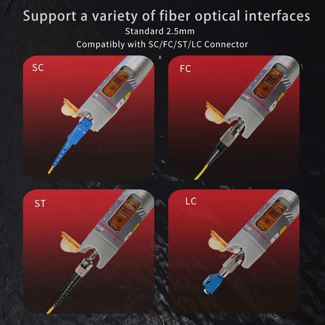 Alt view image 4 of 7 - Fiber Optic Visual Fault Locator Kit, VFL Pen for Fiber Cable Test, Red Light Finder for Single Mode and Multimode Cable, Compatible with SC ST FC LC Connectors, Network Maintenance Test Tool