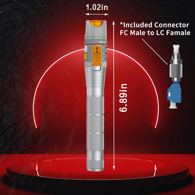 Alt view image 5 of 7 - Fiber Optic Visual Fault Locator Kit, VFL Pen for Fiber Cable Test, Red Light Finder for Single Mode and Multimode Cable, Compatible with SC ST FC LC Connectors, Network Maintenance Test Tool