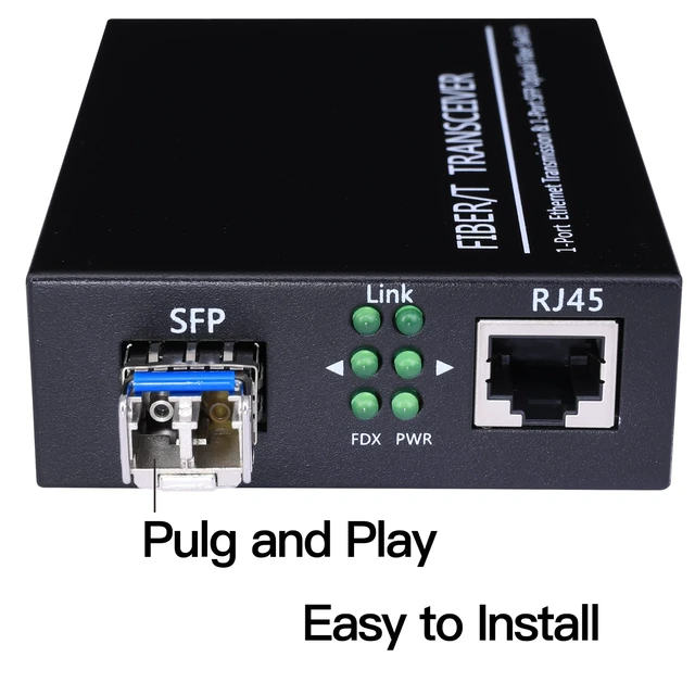 Alt view image 4 of 7 - 2 Pack 1.25G/s Bidi Gigabit Single-Mode Fiber to Ethernet Media Converter with 2PCS Bidi SFP LC Dual Transceiver Module Included, 10/100/1000Base-Tx to 1000Base-LX SMF RJ45 to SFP Slot up to 550M