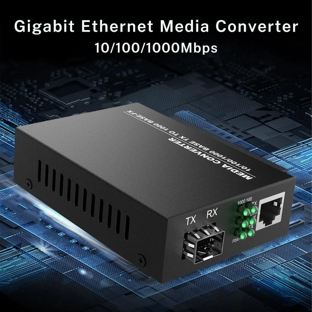 Alt view image 3 of 7 - 2Pack BiDi Gigabit Multi-Mode Fiber Ethernet Media Converters, with 2Pack Dual SFP LC Transceiver Module 850nm 1.25Gbps, 1000Base-SX to 10/100/1000Base-TX, LC Connector, RJ45 Interface MMF, Up to 550m