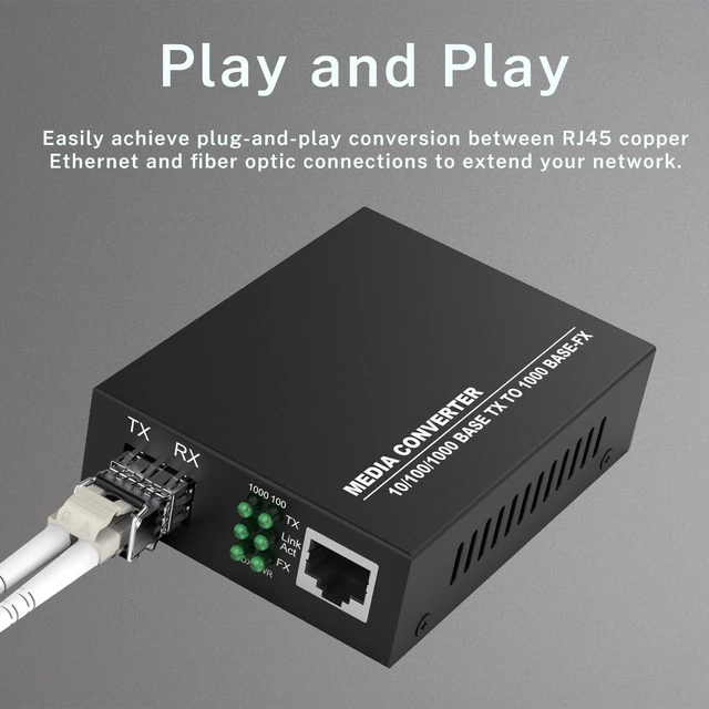 Alt view image 7 of 7 - 2Pack BiDi Gigabit Multi-Mode Fiber Ethernet Media Converters, with 2Pack Dual SFP LC Transceiver Module 850nm 1.25Gbps, 1000Base-SX to 10/100/1000Base-TX, LC Connector, RJ45 Interface MMF, Up to 550m
