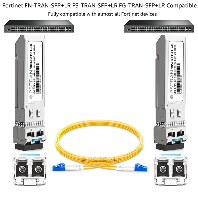 Alt view image 4 of 6 - 10GBASE-LR SFP+ Optical Transceiver Module Compatible with Fortinet FN-TRAN-SFP+LR FS-TRAN-SFP+LR FG-TRAN-SFP+LR 1310nm 10km DDM Duplex LC SMF