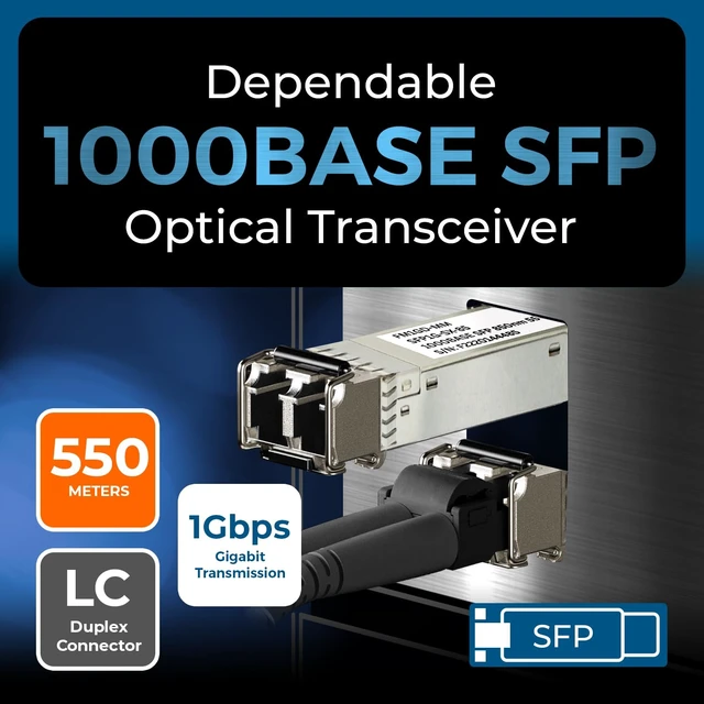 Alt view image 3 of 7 - 1G SFP Optical Transceiver, 850nm Multimode Fiber, 550m Max, LC Duplex | Gigabit Fiber Module, 1000BASE, 850nm Multimode, 550m Reach, LC Duplex, Hot-Swap, MSA Compliant, Network Ready, AV, FM1GD-MM
