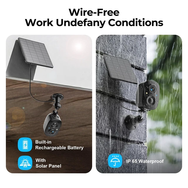 Alt view image 2 of 7 - 2K Wireless Security Cameras Solar Powered Outdoor Cameras | AI Motion Detection,Siren Alarm,Spotlight Color Night Vision,2-Way Audio,SD/Cloud Storage