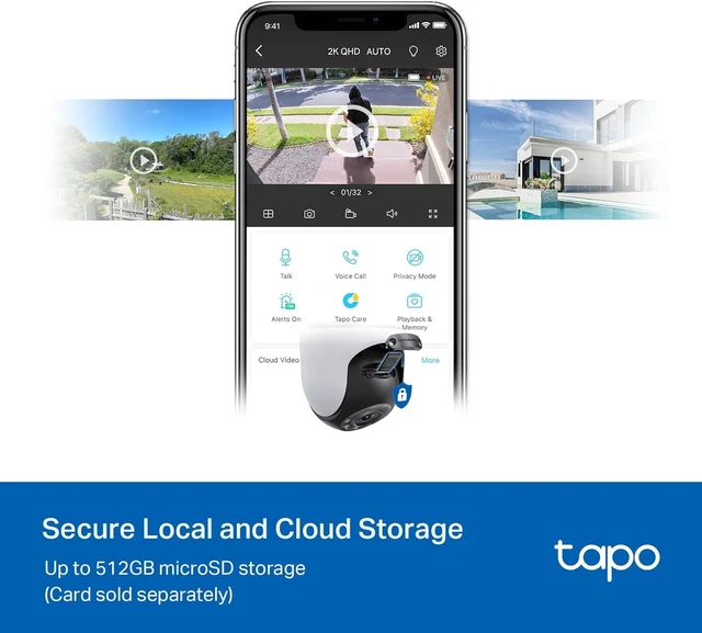 Alt view image 6 of 7 - 2K QHD Outdoor Pan/Tilt Wi-Fi Security Camera, 360° View, Motion Tracking, Color Night Vision, Free Person/Vehicle/Motion Detection, Cloud & SD Card Storage, 24/7 Recording, Tapo C520WS