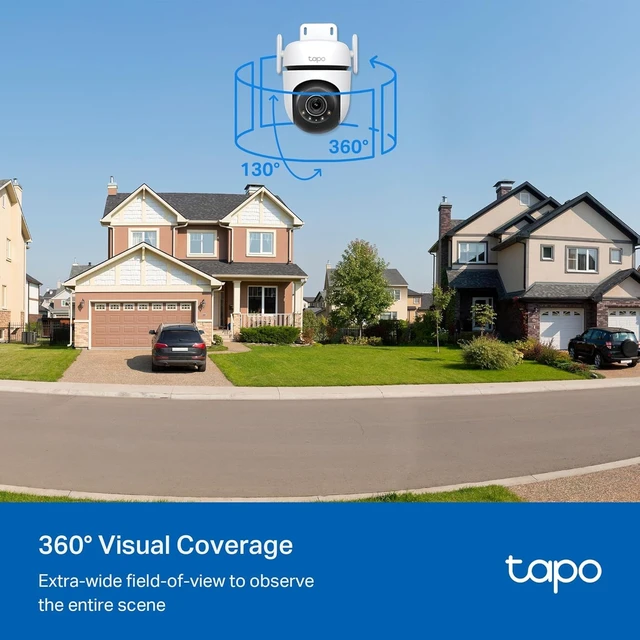 Alt view image 4 of 7 - 2K QHD Outdoor Pan/Tilt Wi-Fi Security Camera, 360° View, Motion Tracking, Color Night Vision, Free Person/Vehicle/Motion Detection, Cloud & SD Card Storage, 24/7 Recording, Tapo C520WS